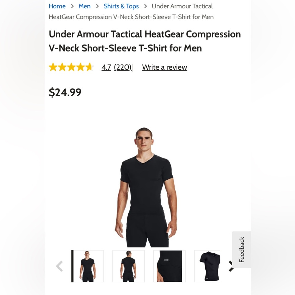 Under Armour men’s V neck tactical fitted compression T new with tags - Picture 3 of 11